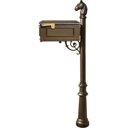 Lewiston Mailbox System with Post Fluted Base & Horsehead Finial, Bronze LM-801-LPST-BZ